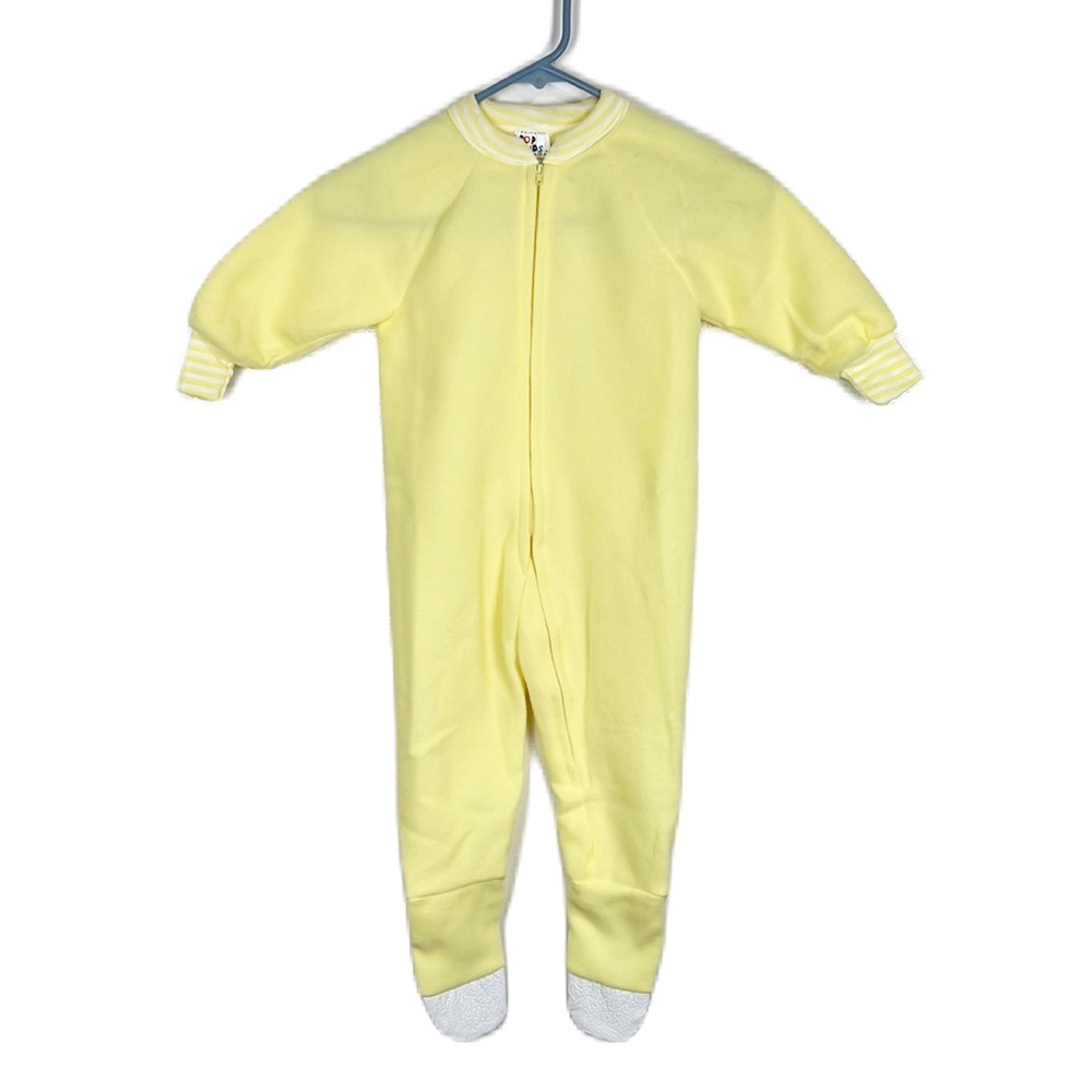 Pop Kids Bodysuit Kids 3T Yellow Polyester Fleece Long Sleeve Sleepwear Vintage